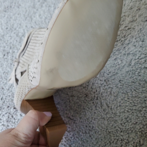 Kaari Blue Tracy Fabric Upper Cream Bow Peep-Toe Ankle Boots Size 9 - Picture 4 of 11